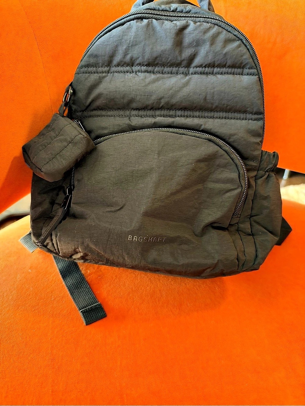 BAGSMART Quilted Mini Backpack with Pouch in Black
